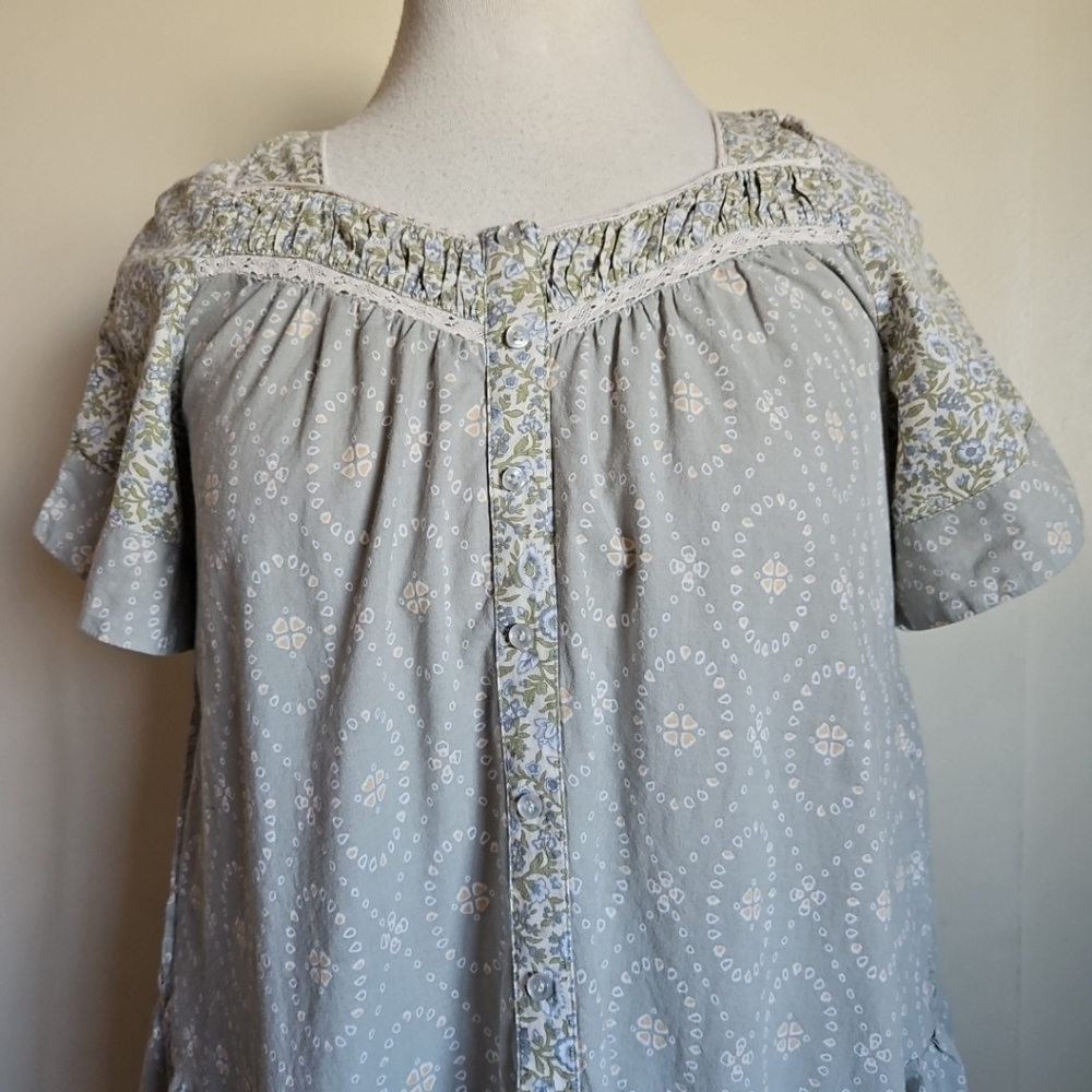 Umgee Floral Trapez & Swing Mini-Dress Short Sleeves With Pockets Size Small - Picture 4 of 14